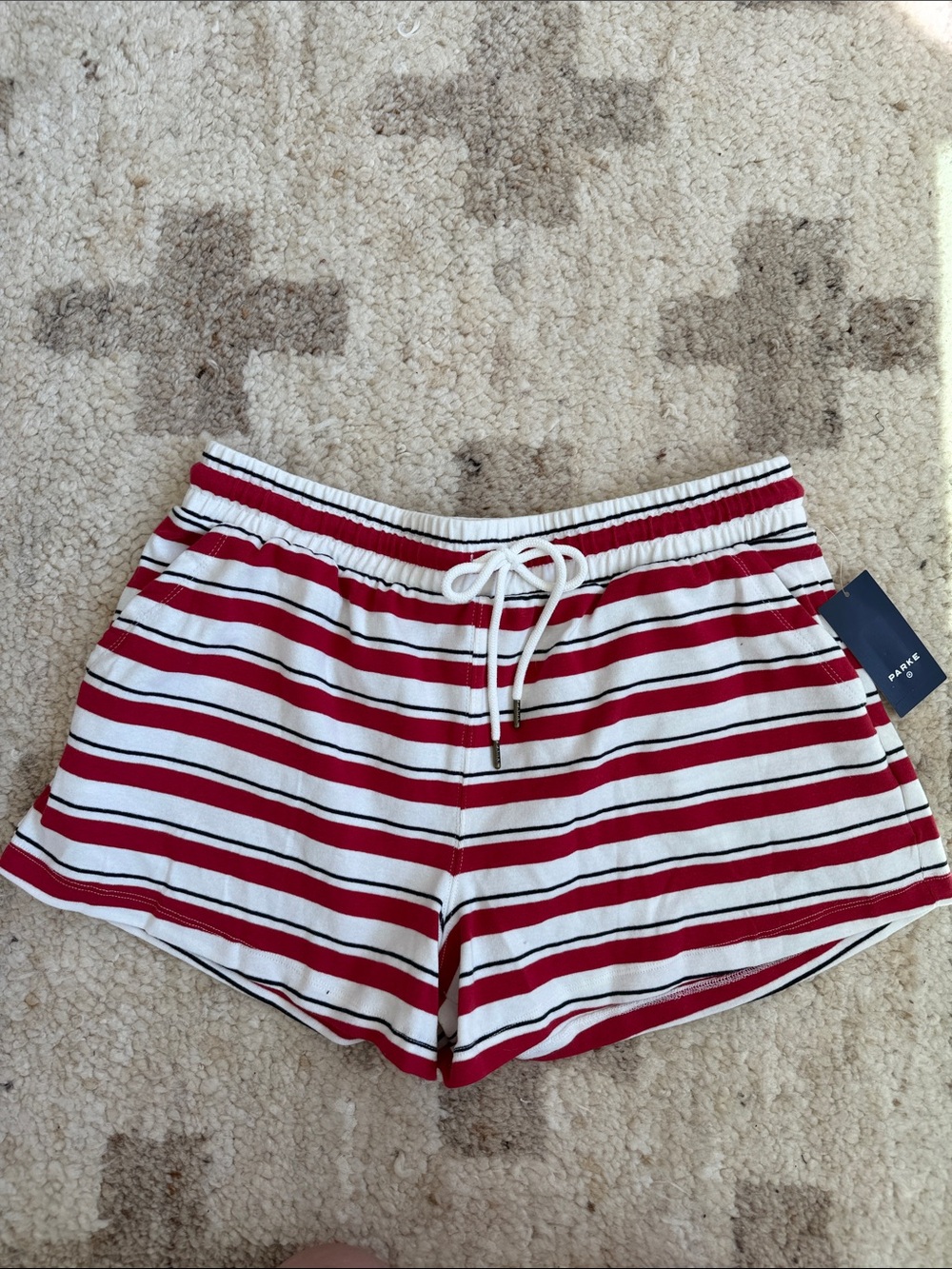 PARKE x Target Striped Red and White Drawstring Shorts